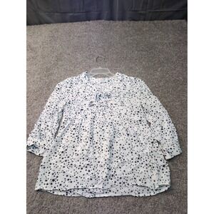 Boden Womens White Black Star Print Tie Neck Blouse Top‎ Long Sleeve Size US 2